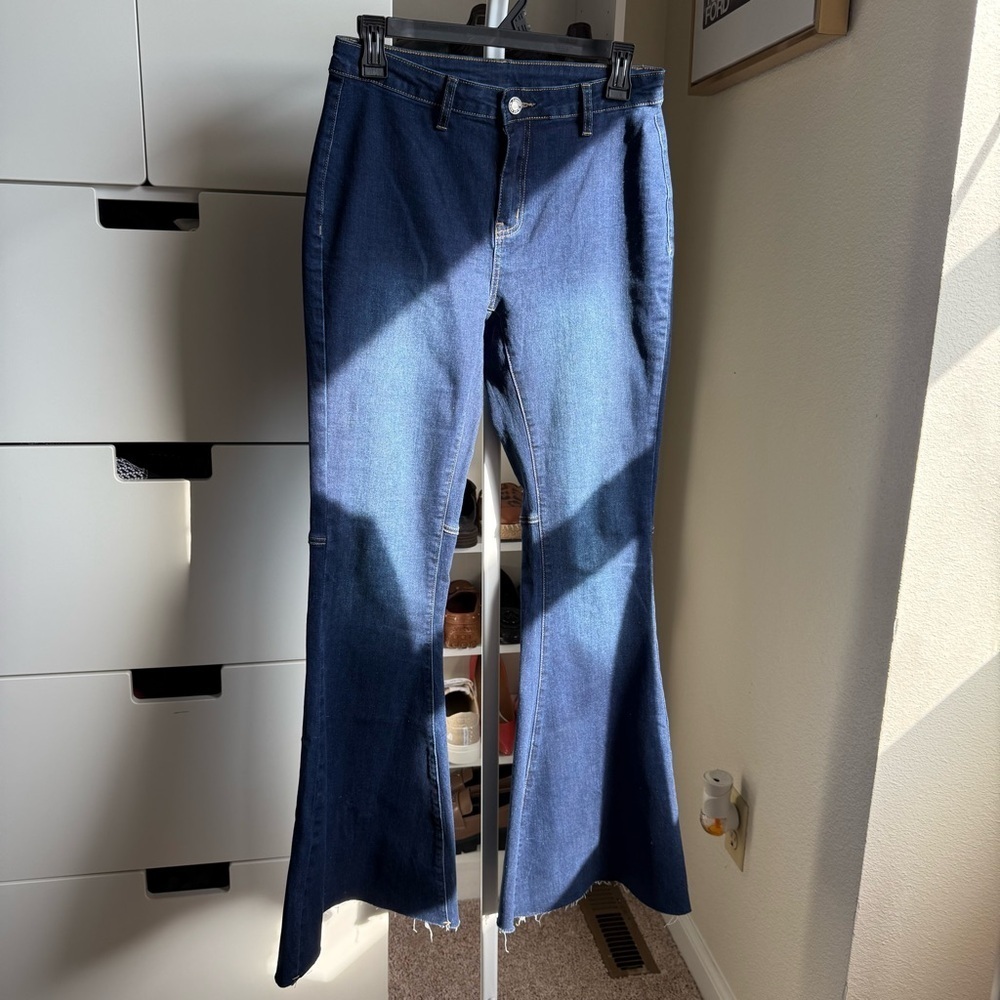 Women's Blue High Waisted Flare Jeans